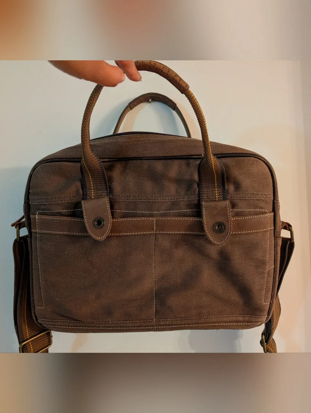 Fossil Brand Canvas Laptop Work Bag Brown 🟤